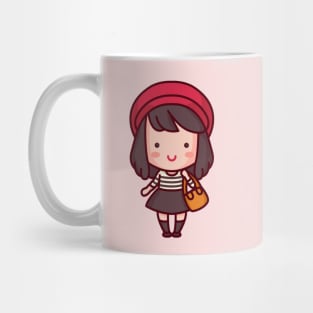 Kawaii French Parisian Girl Character Mug